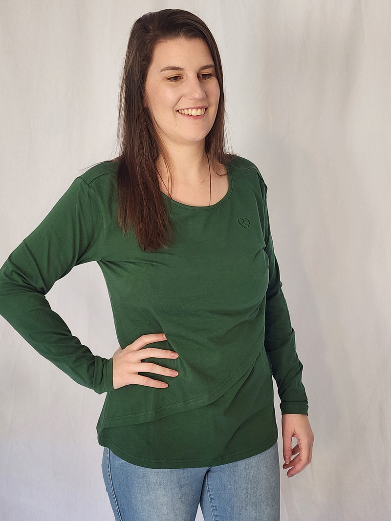 Long Sleeve Layer Top Emerald Green