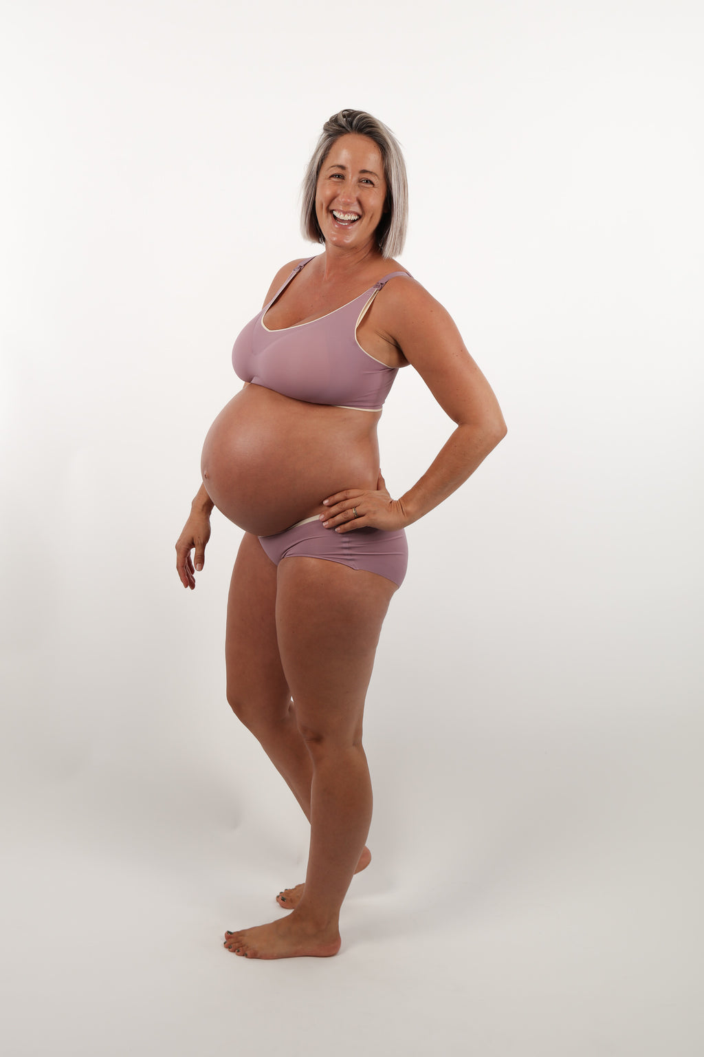 Seamless Maternity Bra + Brief Set - Plum