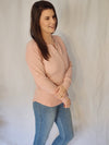 Waffle Henley - Pale Pink