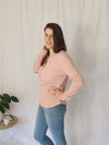 Waffle Henley - Pale Pink