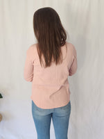 Waffle Henley - Pale Pink