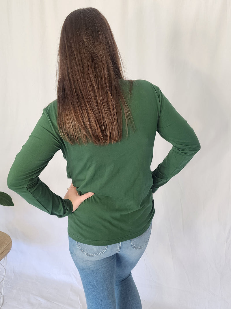 Long Sleeve Layer Top - Emerald Green