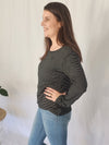 Long Sleeve Layer Top - Black Stripe