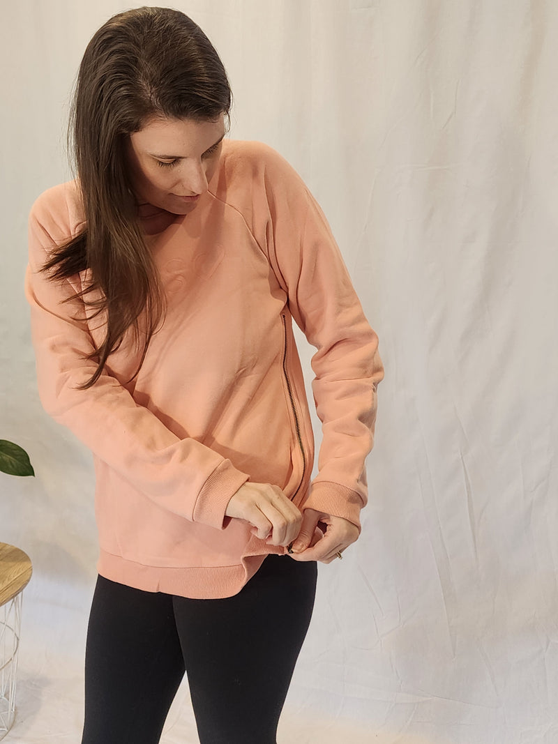 Zip Crew Sweatshirt - Pale Pink