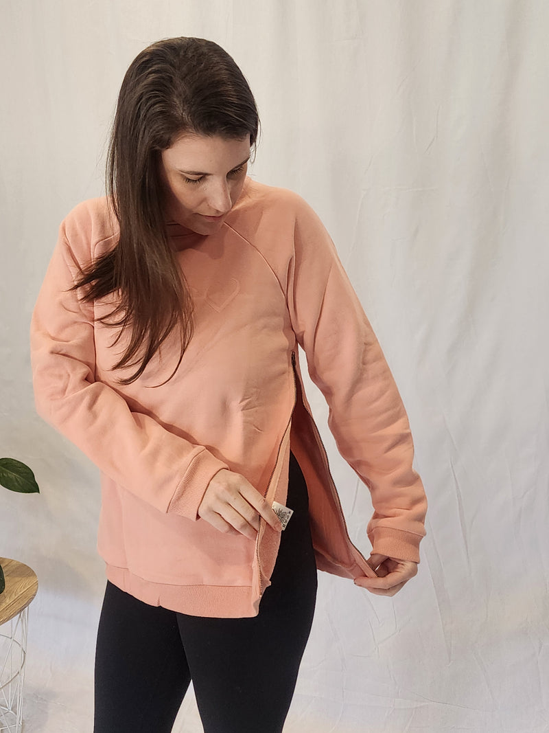 Zip Crew Sweatshirt - Pale Pink