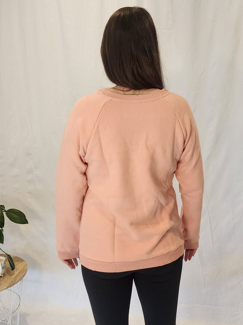 Zip Crew Sweatshirt - Pale Pink