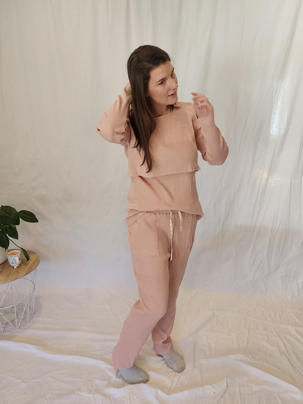 Winter Pyjama Set - Pink and White Stripe