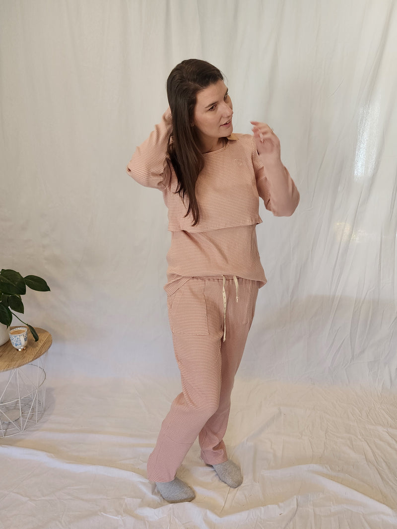 Winter Pyjama Set - Pink and White Stripe