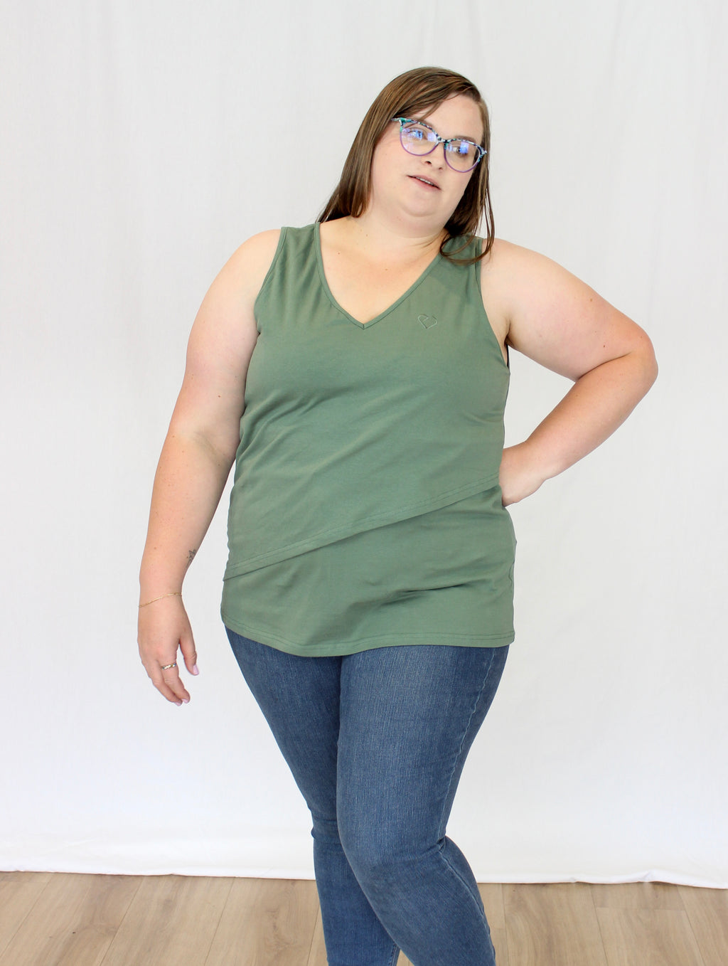 Sleeveless Layer Tank - Moss Green