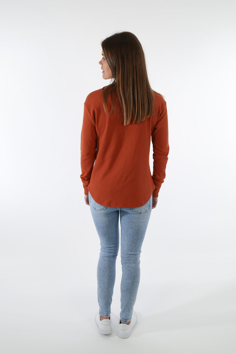 Waffle Henley - Rust