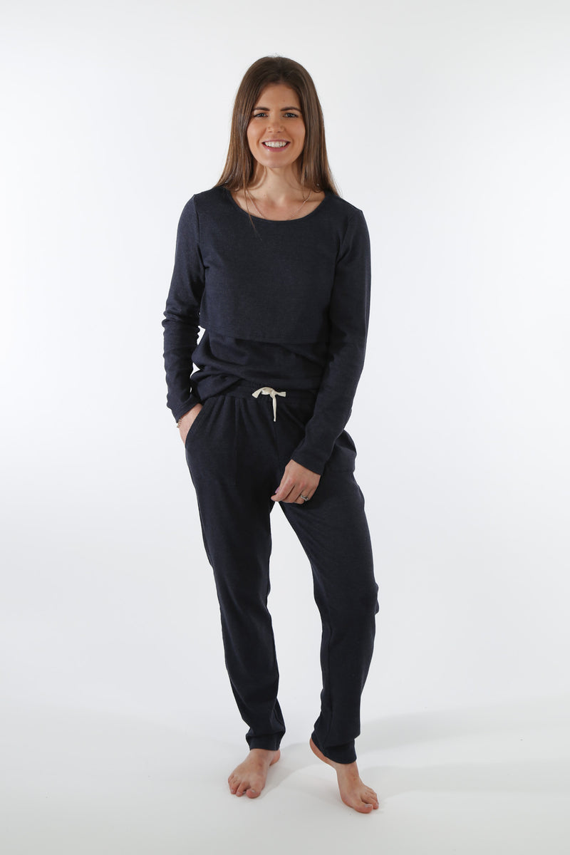 Winter Pyjama Set - Navy Rib - SIZE 6 & 14
