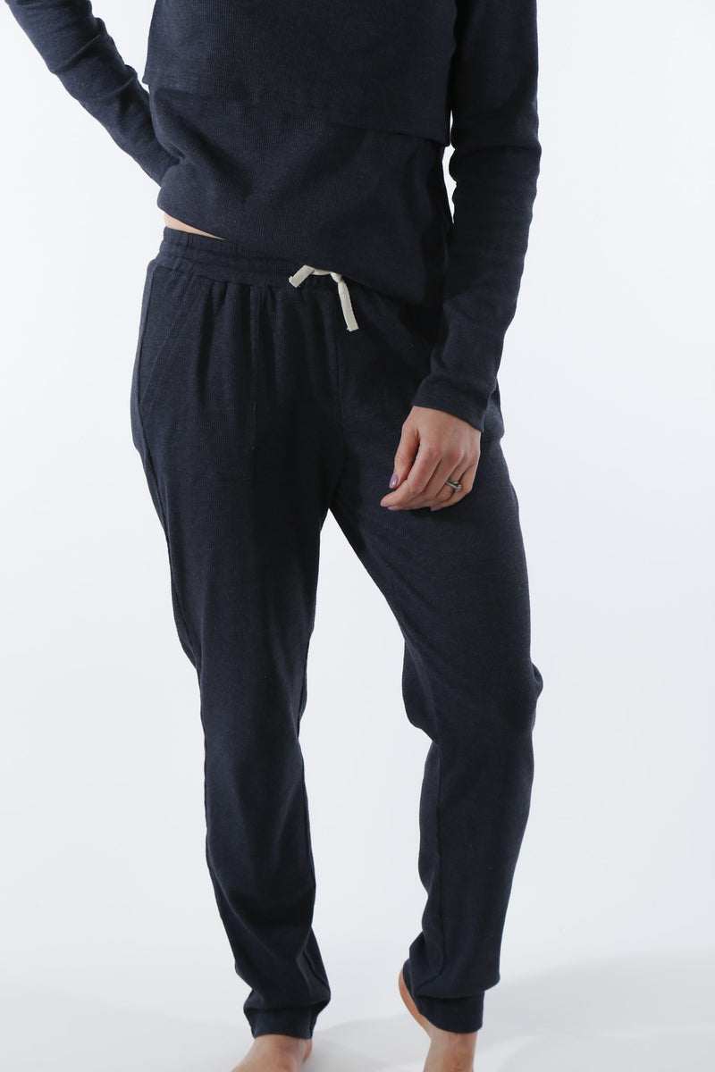 Winter Pyjama Set - Navy Rib - SIZE 6 & 14
