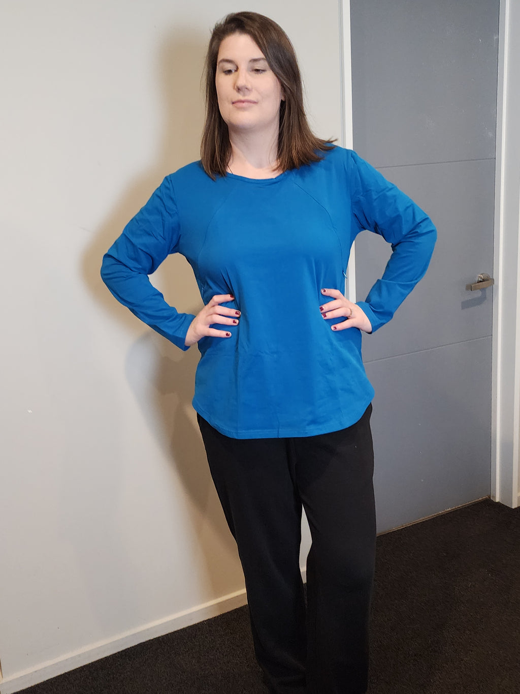 Long Sleeve Zip Top -Ocean Blue - Close To The Heart 
