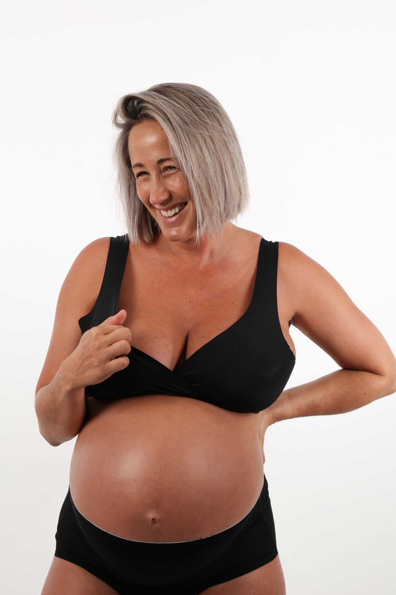Sadie Crossover Maternity Nursing Bra in Black