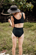 Crossover High Waisted Bikini - Black - SIZE 6 ONLY