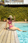 Crossover High Waisted Bikini - Rose Rib - SIZE 6